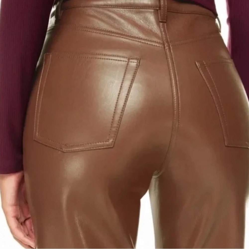 Aritzia Wilfred Women 2 Melina High Waisted Vegan Leather Pant Academia Spring - Picture 2 of 15